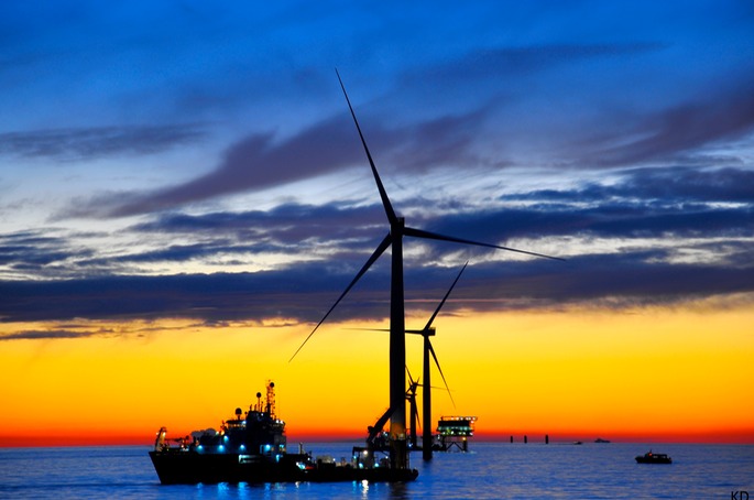 Windturbine at Sea Dusk|Health and Safety North Wales|www.spsafteysewrvices