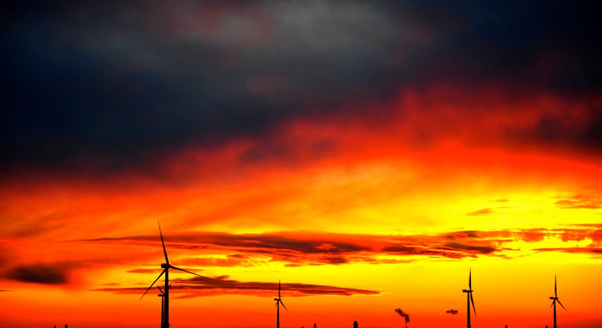 Windturbines at Sea Red Sky|Health and Safety North Wales|www.spsafteysewrvices